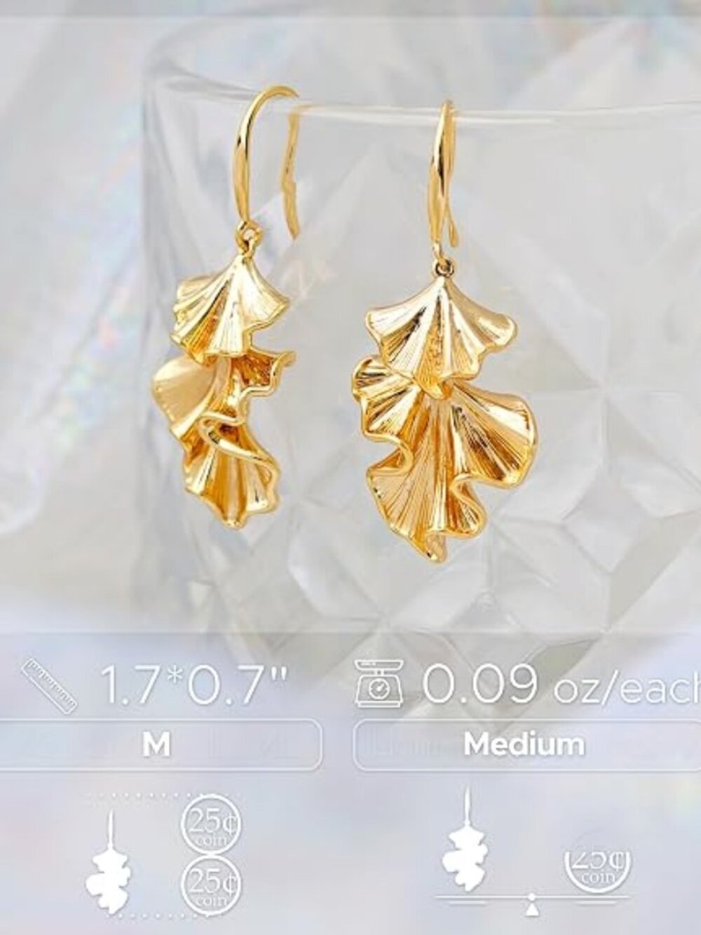 Flower Dangle Earrings for Women, Chunky Statement Unique Trendy Jewelry - Picture 4 of 6